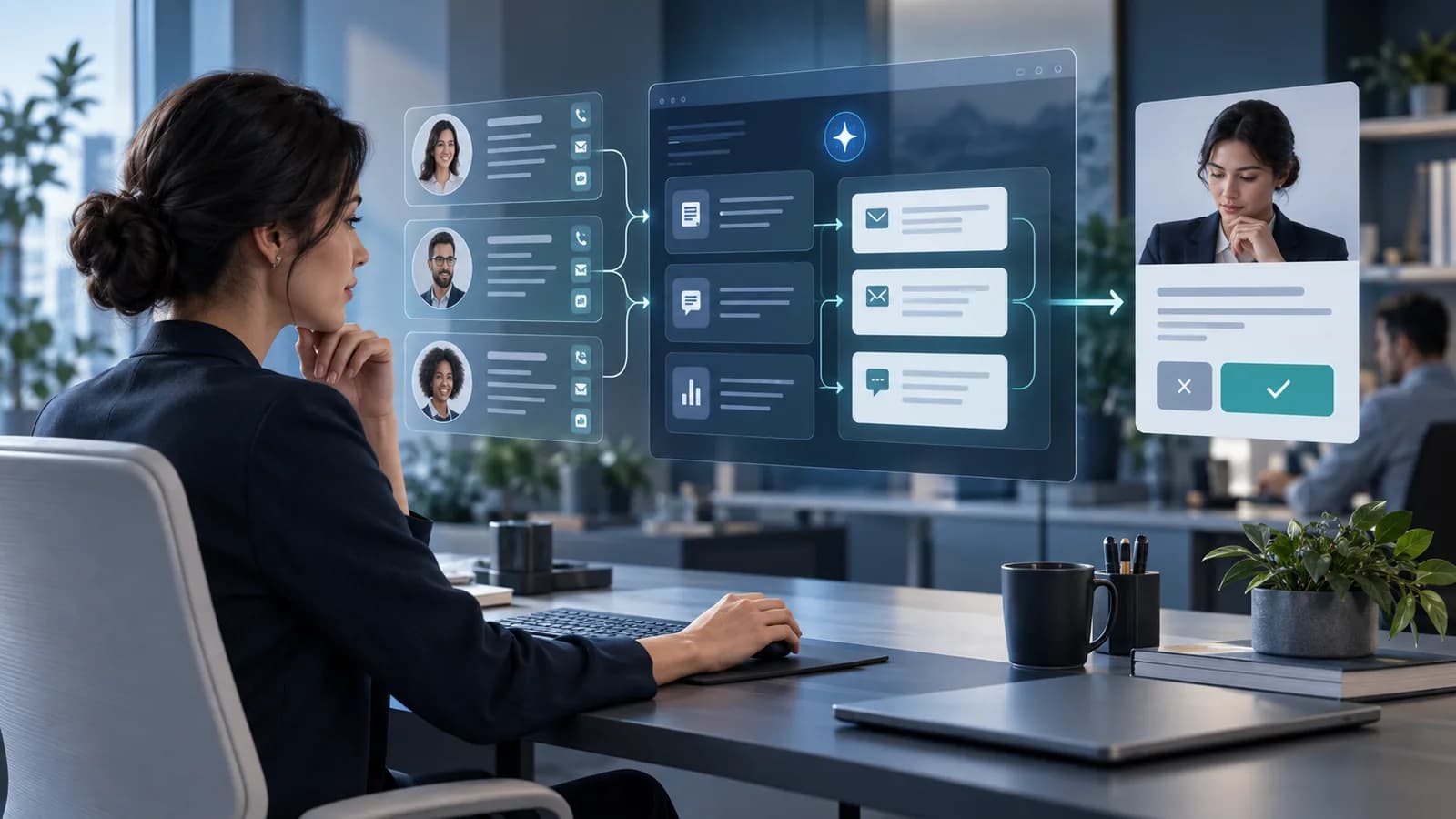 An AI-assisted business workflow with a clear human approval checkpoint